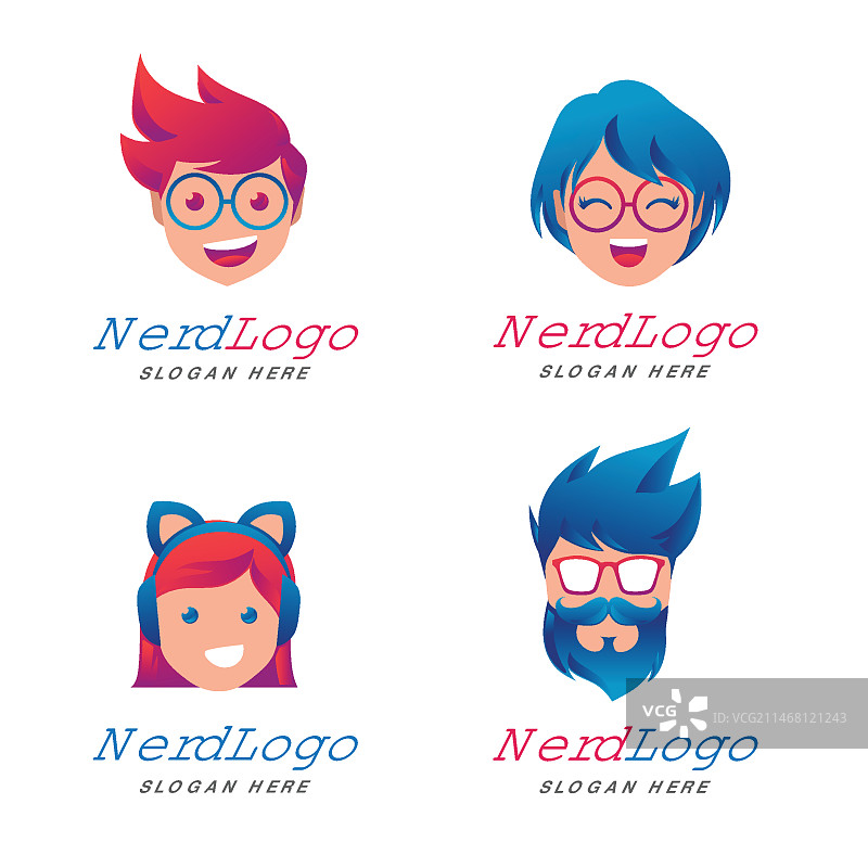 渐变书呆子Logo模板图片素材