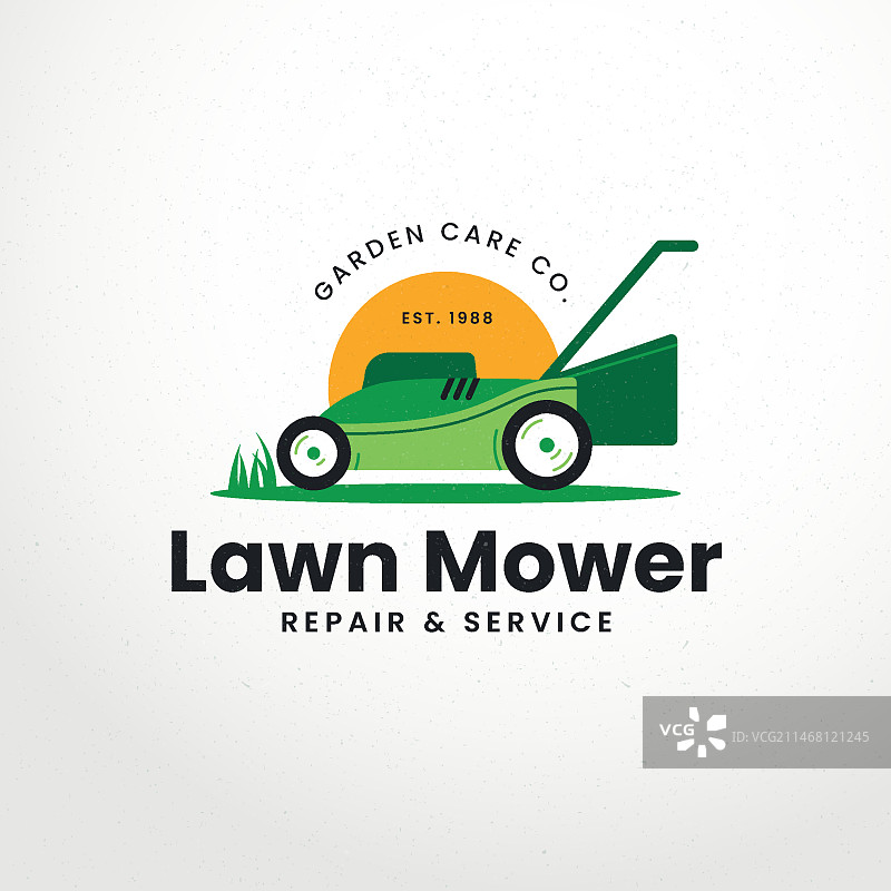 扁平风格的割草机标志图片素材