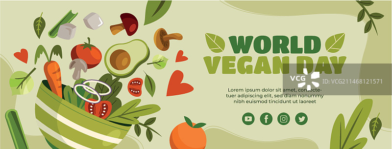 世界纯素日社交媒体封面模板图片素材