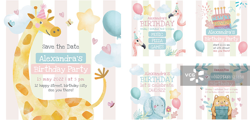 水彩手绘生日主题Instagram帖子图片素材