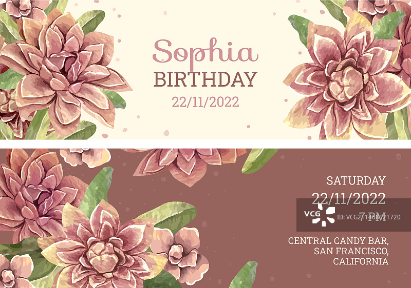 水彩手绘生日banner横幅图片素材