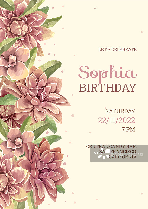 水彩手绘生日海报图片素材