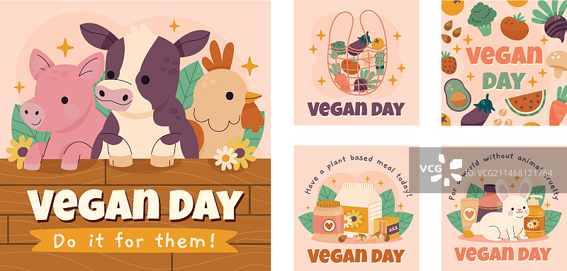 世界纯素食日Instagram帖子合集图片素材