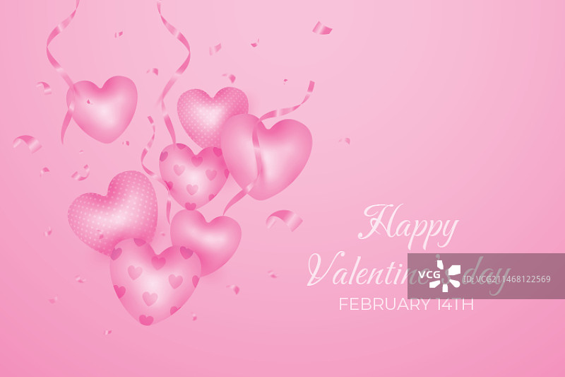 带有爱心的逼真情人节背景图片素材