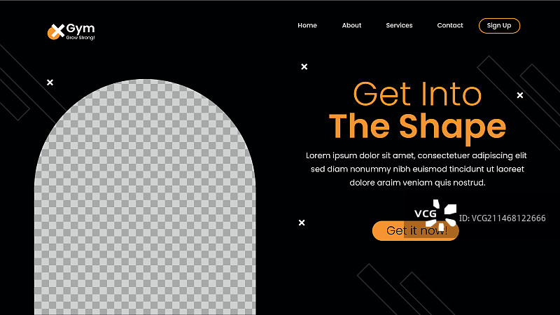 扁平风格健身房着陆页模板图片素材