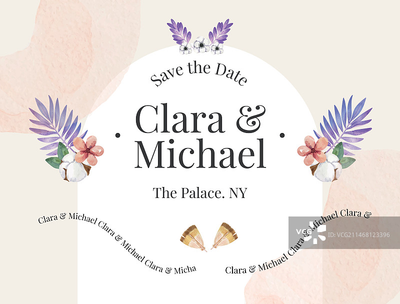 水彩波西米亚风婚礼摄影背景图片素材