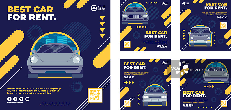 扁平风格汽车租赁Instagram帖子图片素材