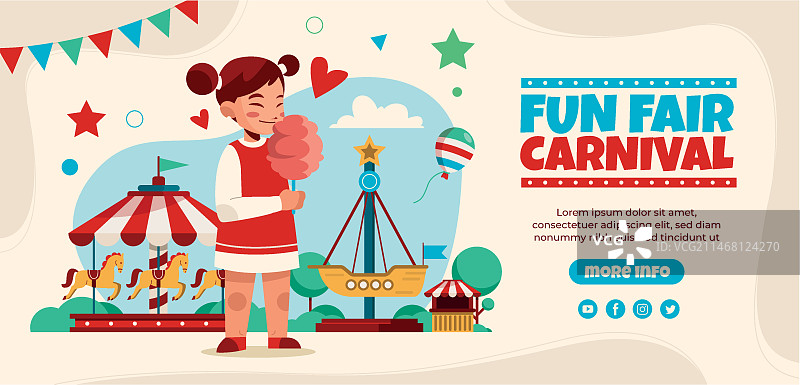 扁平风趣味游乐园横幅模板图片素材