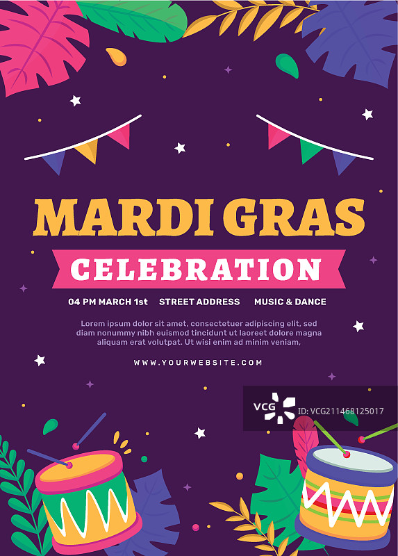 狂欢节竖版宣传单模板图片素材