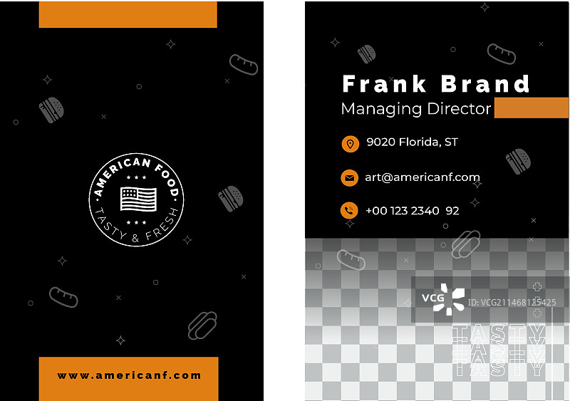 美式餐饮名片图片素材