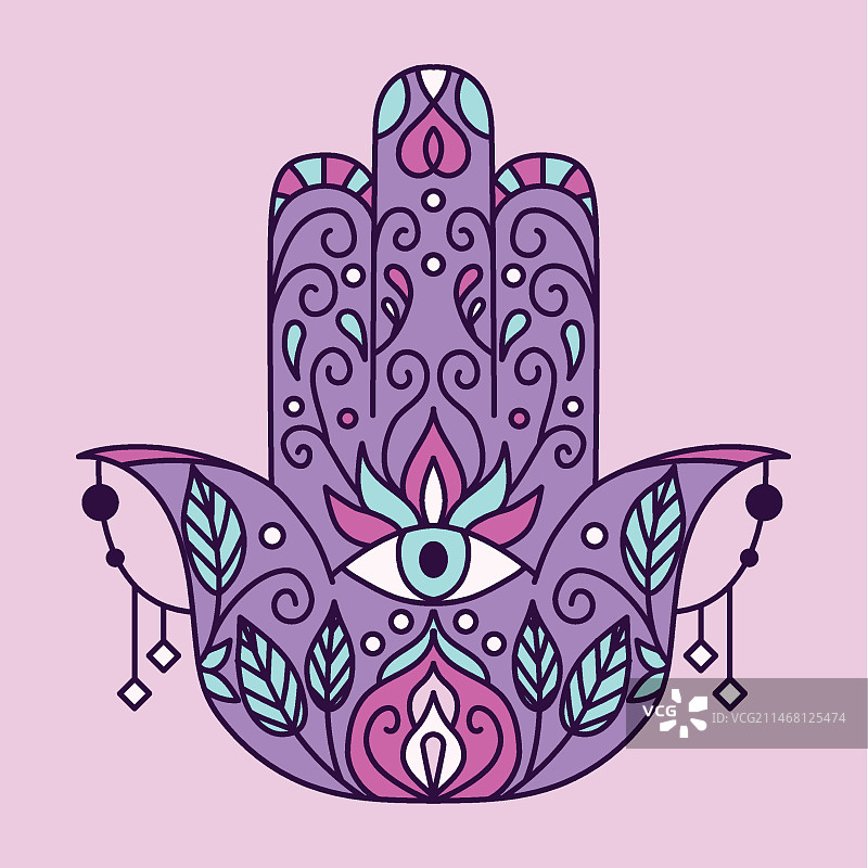 手绘法蒂玛之手插画图片素材