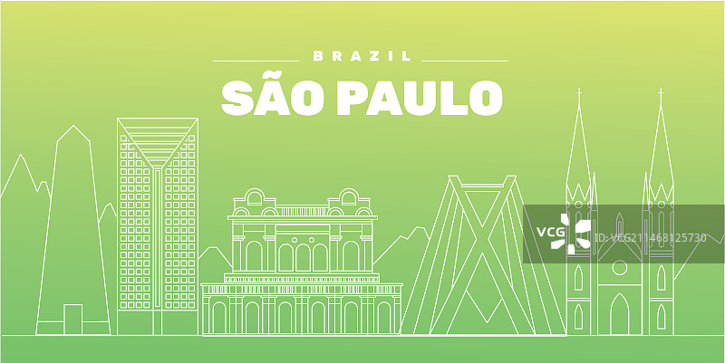 圣保罗天际线渐变绿色图片素材