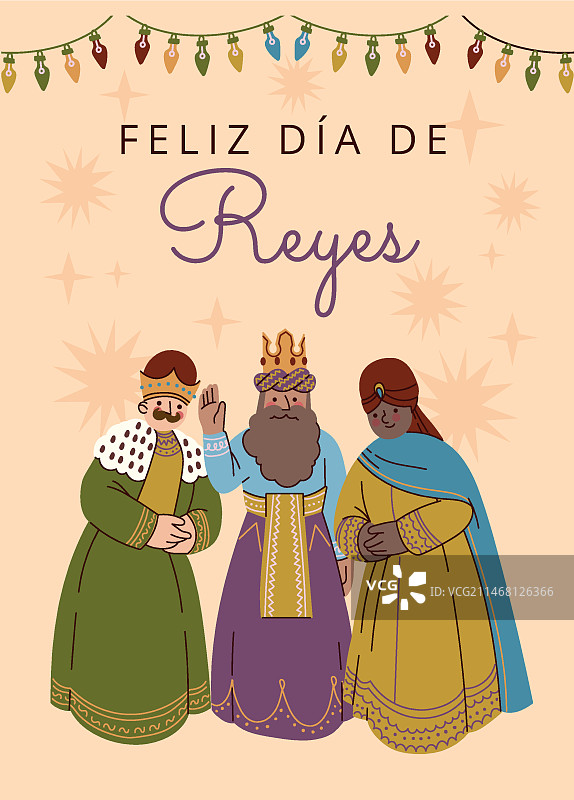 扁平风格圣诞快乐三王节贺卡模板图片素材