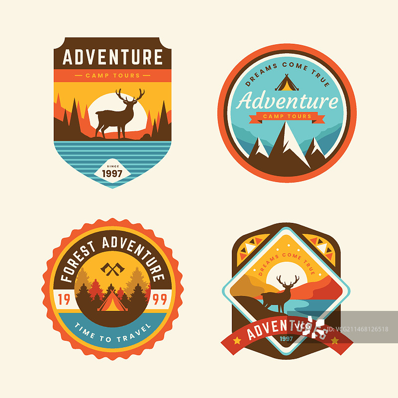 复古露营探险徽章图片素材