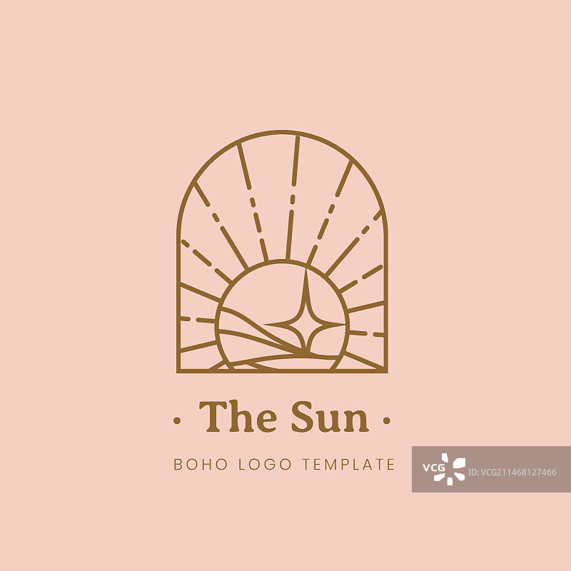 手绘波西米亚风太阳标志图片素材