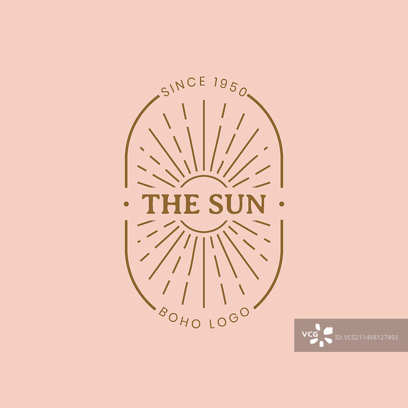手绘波西米亚风太阳标志图片素材