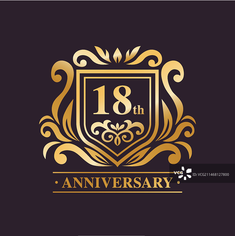 奢华18周年纪念logo设计图片素材