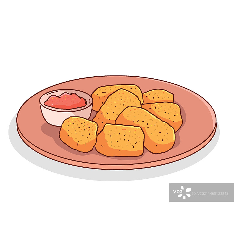 手绘炸丸子插画图片素材