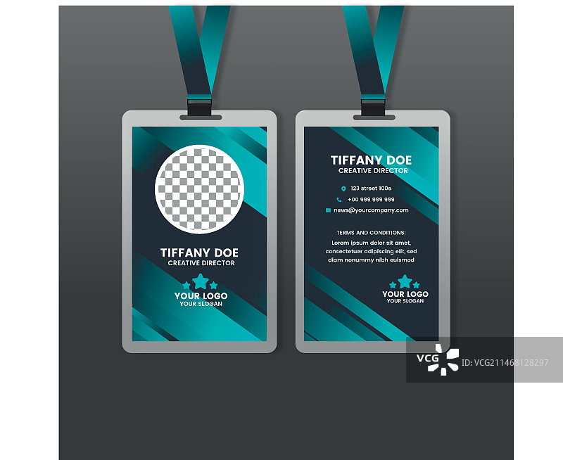 带照片的抽象正面和背面竖版ID卡图片素材