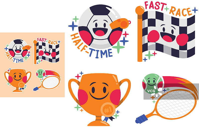 可爱的贴纸套装图片素材