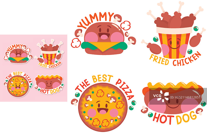 可爱的贴纸套装图片素材