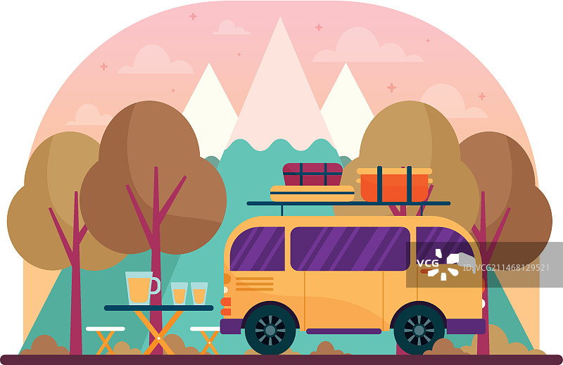 房车露营插画图片素材