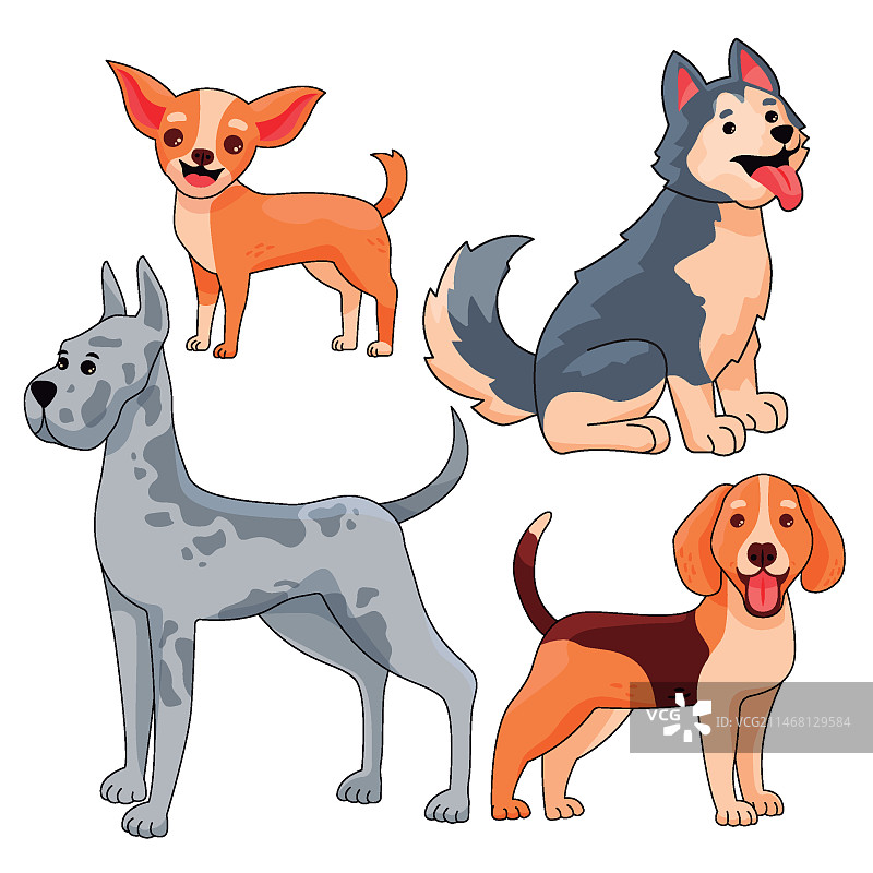 手绘犬种图案图片素材