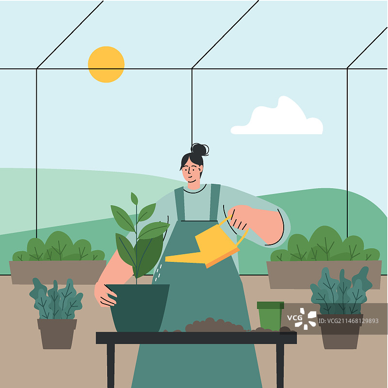 手绘园艺文字插画图片素材