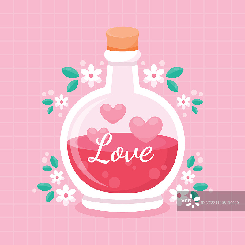 扁平风格爱情药水插画图片素材