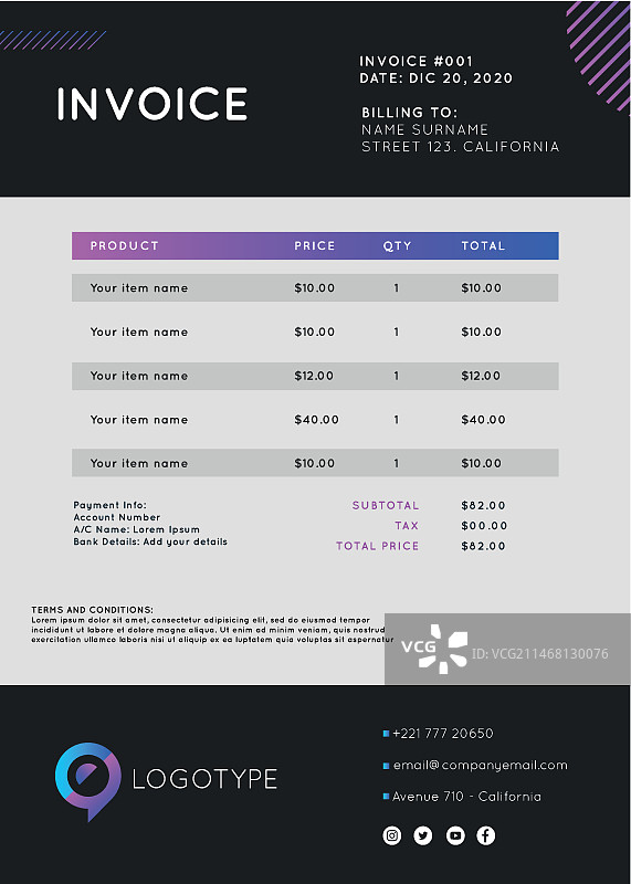 营销业务发票模板图片素材