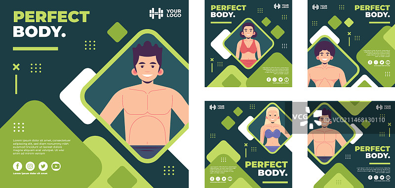 扁平风格健身Instagram帖子图片素材