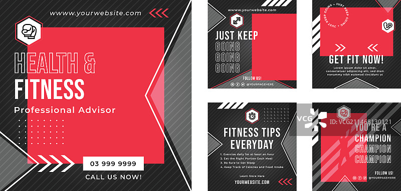 扁平风格健身Instagram帖子图片素材