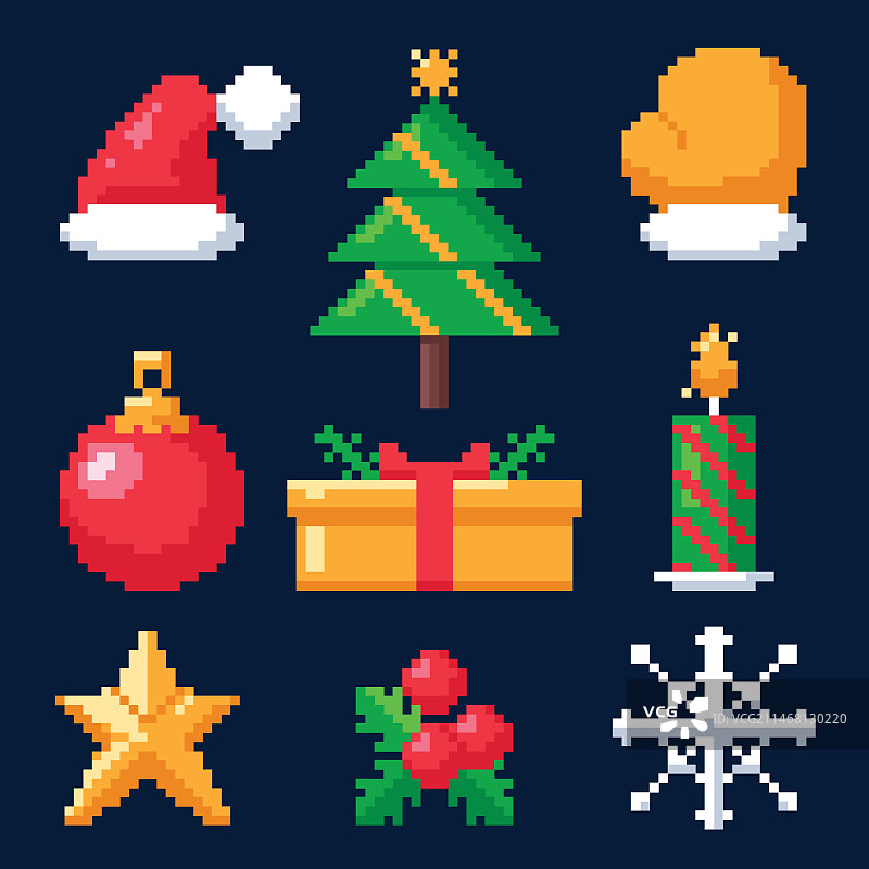 扁平风格像素艺术圣诞节图片素材