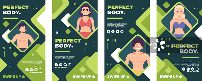 扁平风格健身Instagram快拍图片素材