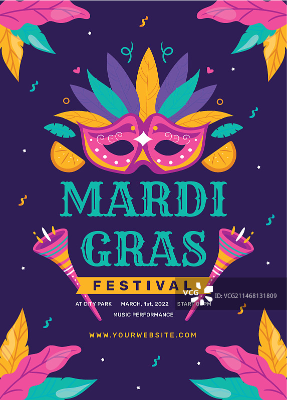 狂欢节竖版宣传单模板图片素材