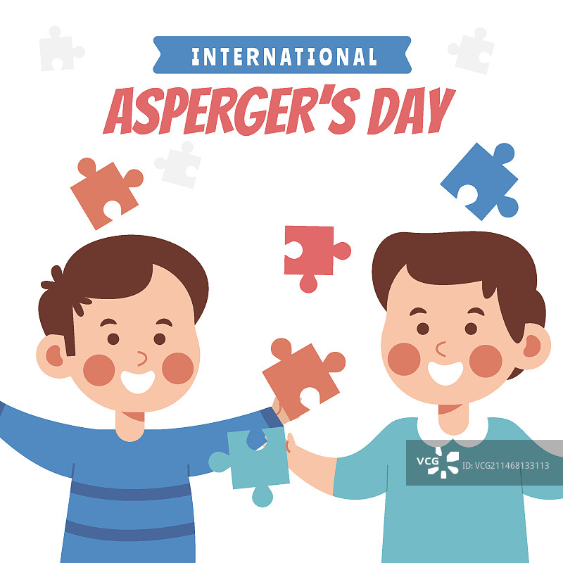 扁平风国际阿斯伯格综合征日插画图片素材