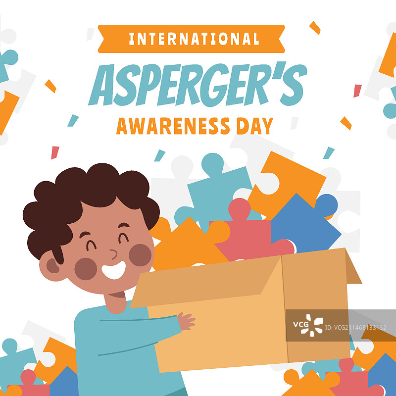 扁平风国际阿斯伯格综合征日插画图片素材
