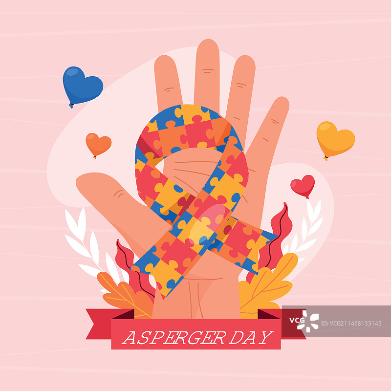 扁平风国际阿斯伯格综合征日插画图片素材