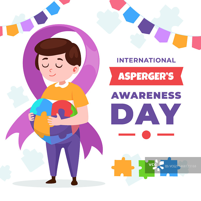 扁平风国际阿斯伯格综合征日插画图片素材