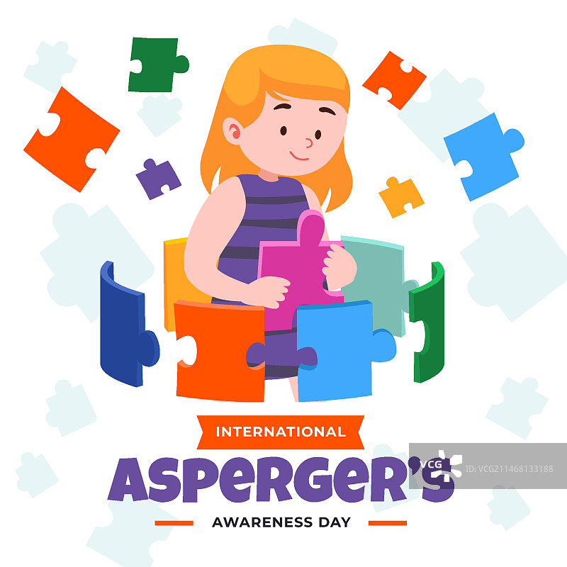 扁平风国际阿斯伯格综合征日插画图片素材