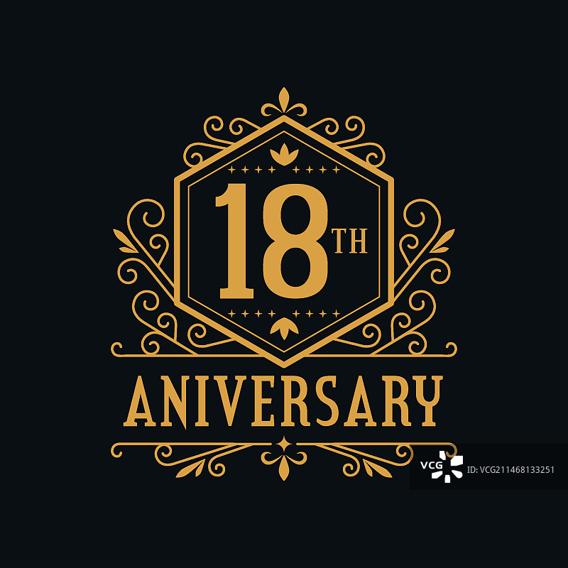 奢华18周年纪念标志图片素材