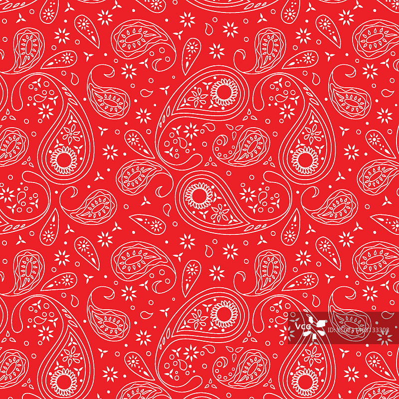 粉彩色红色佩斯利花纹无缝图案图片素材