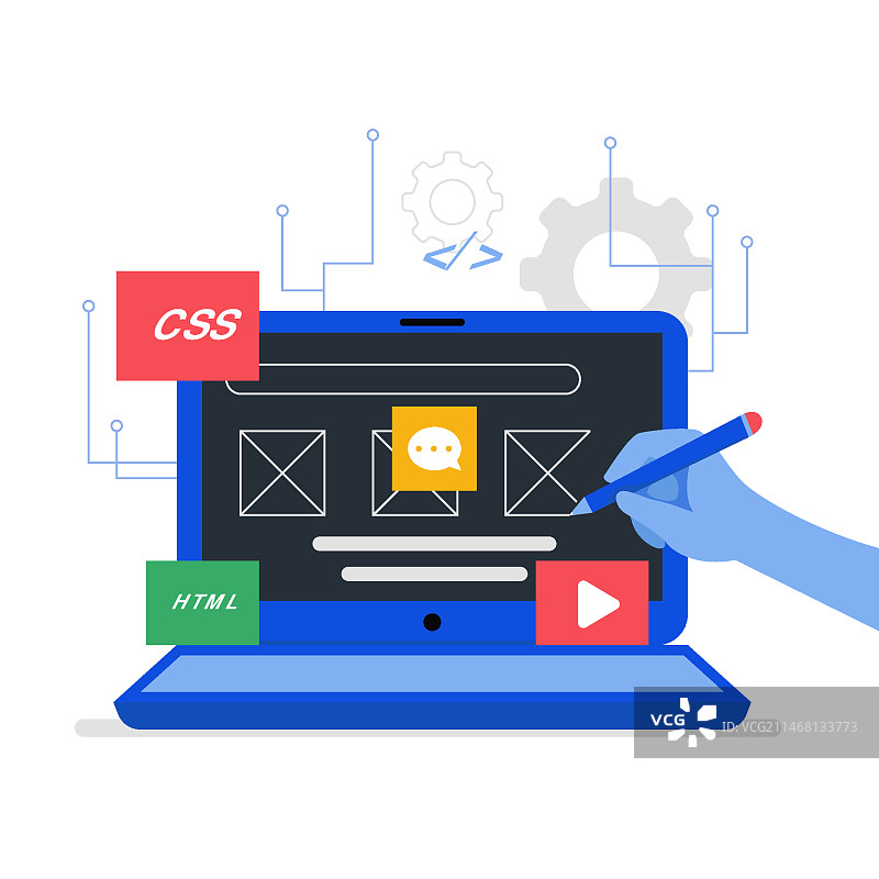 应用开发概念：笔记本电脑屏幕插画图片素材