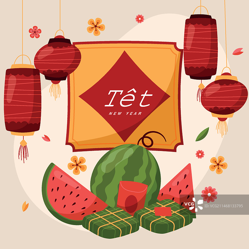 扁平风越南新年插画图片素材