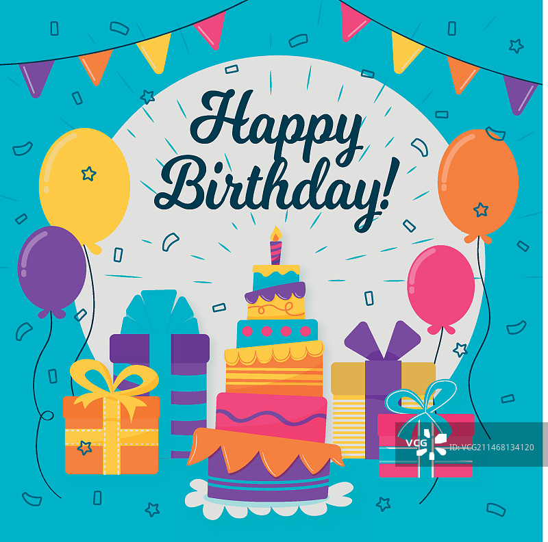 生日快乐蛋糕插画图片素材