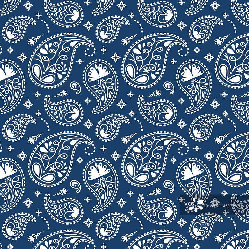 蓝色佩斯利头巾图案图片素材