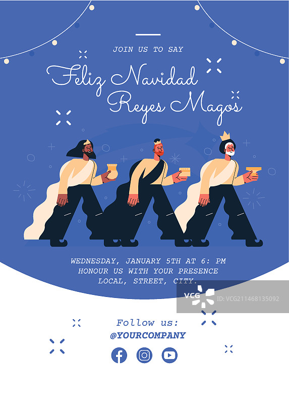 手绘圣诞快乐主显节贺卡模板图片素材