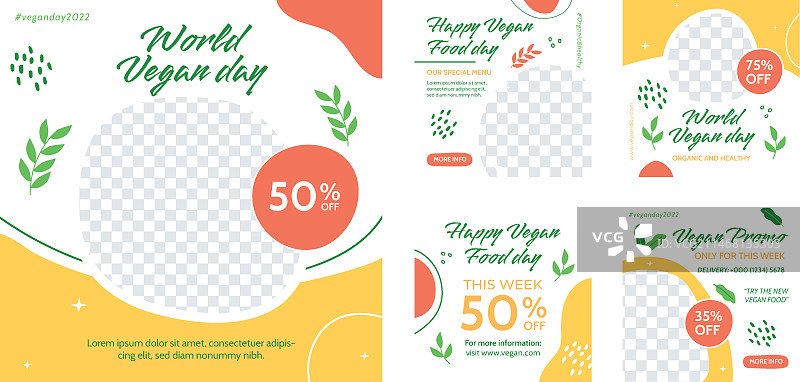 世界纯素食日Instagram帖子合集图片素材