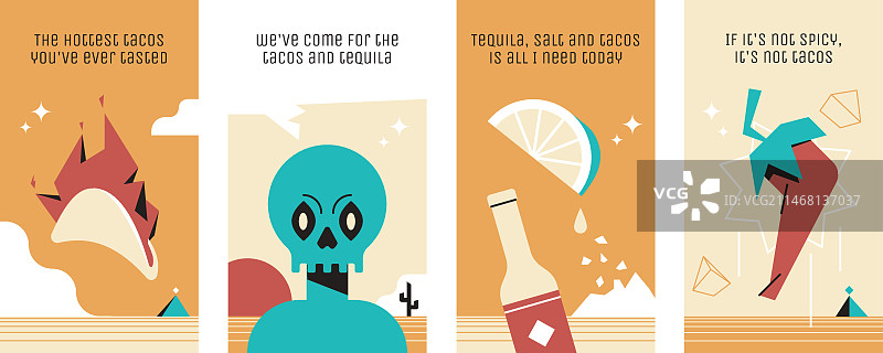 扁平风格墨西哥餐厅Instagram快拍图片素材