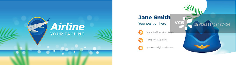 逼真风格航空公司横版名片图片素材